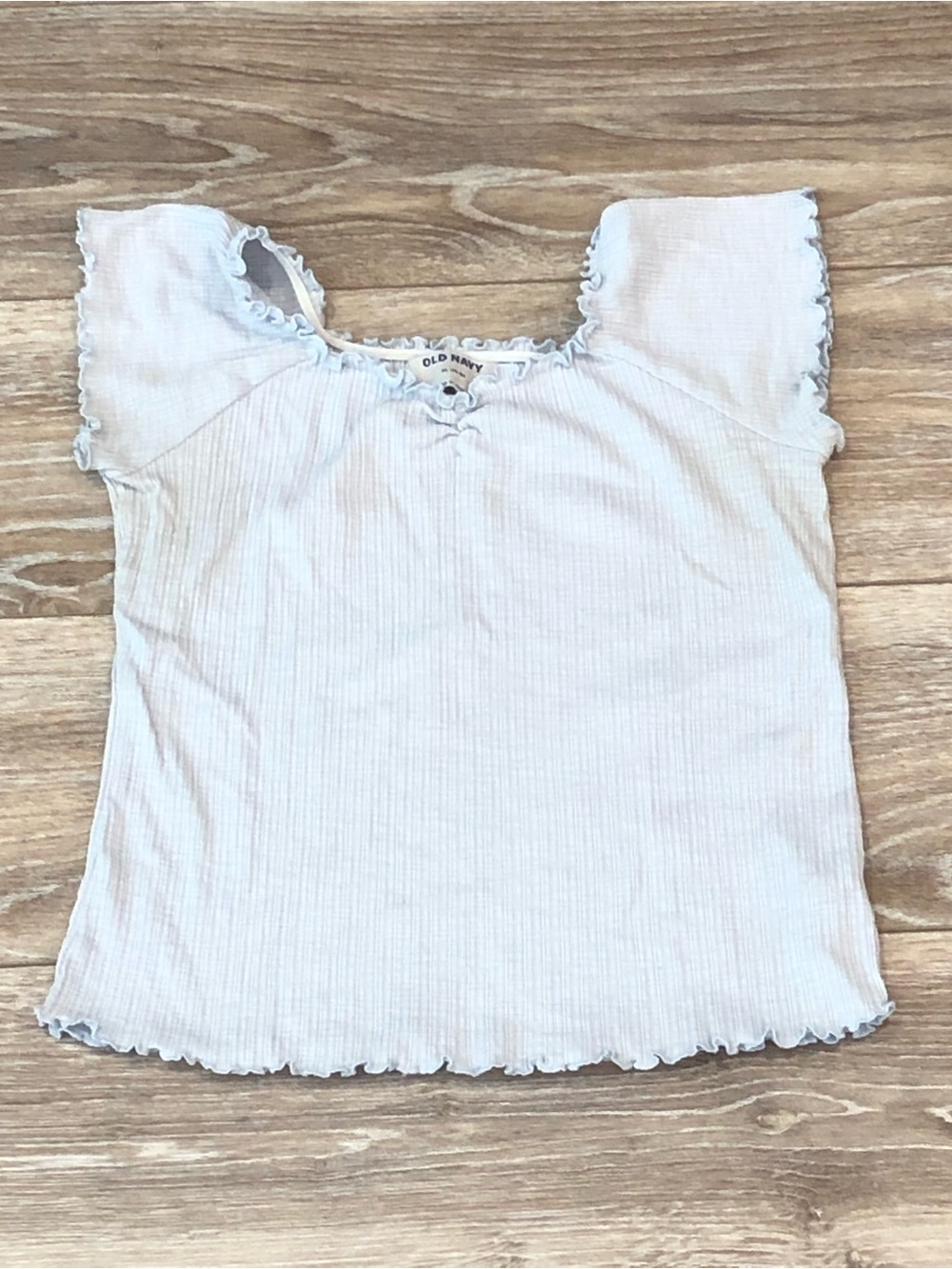 Old Navy Light Blue Ruffled Ribbed Girl's Top